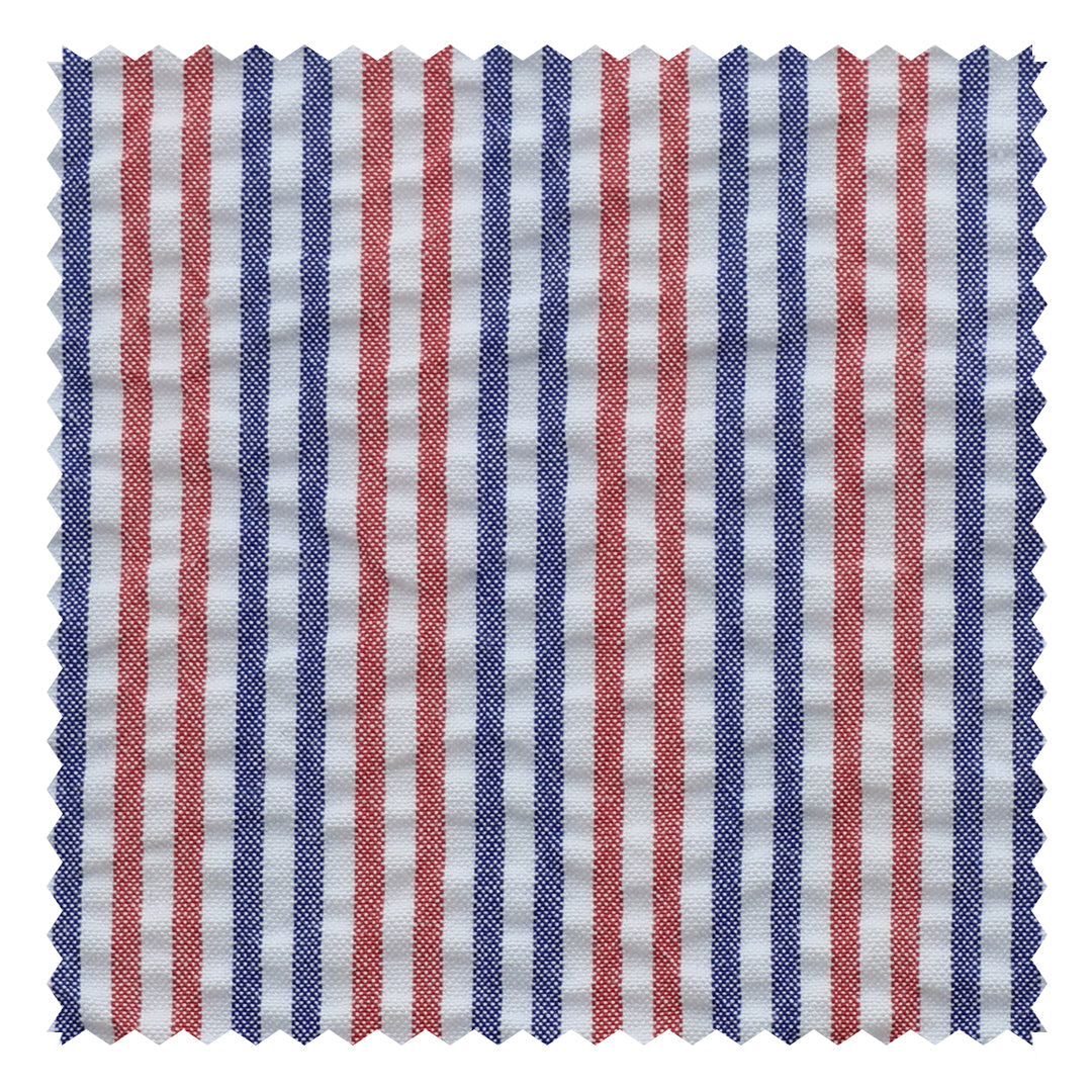 Navy/Red/White Multi Stripe "Zefiro" Seersucker