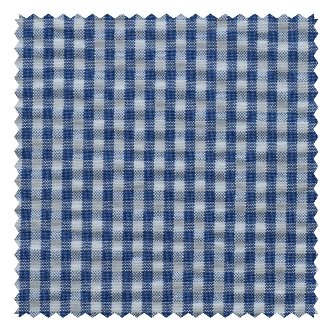 Mid Blue/White Check "Zefiro" Seersucker