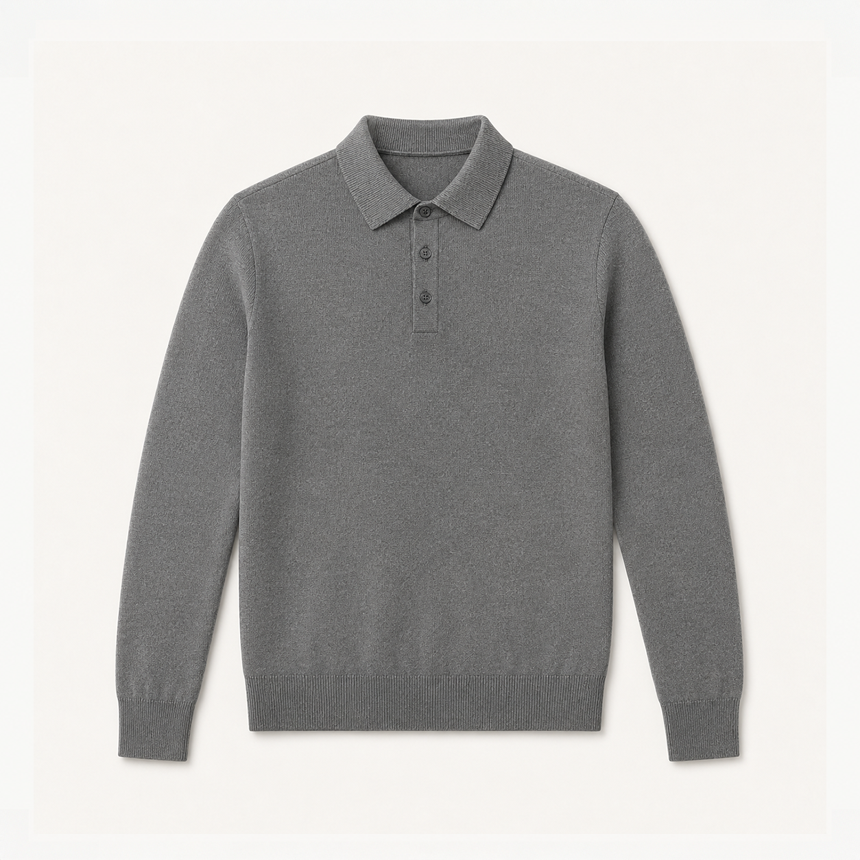 Mid Grey Long Sleeve Polo