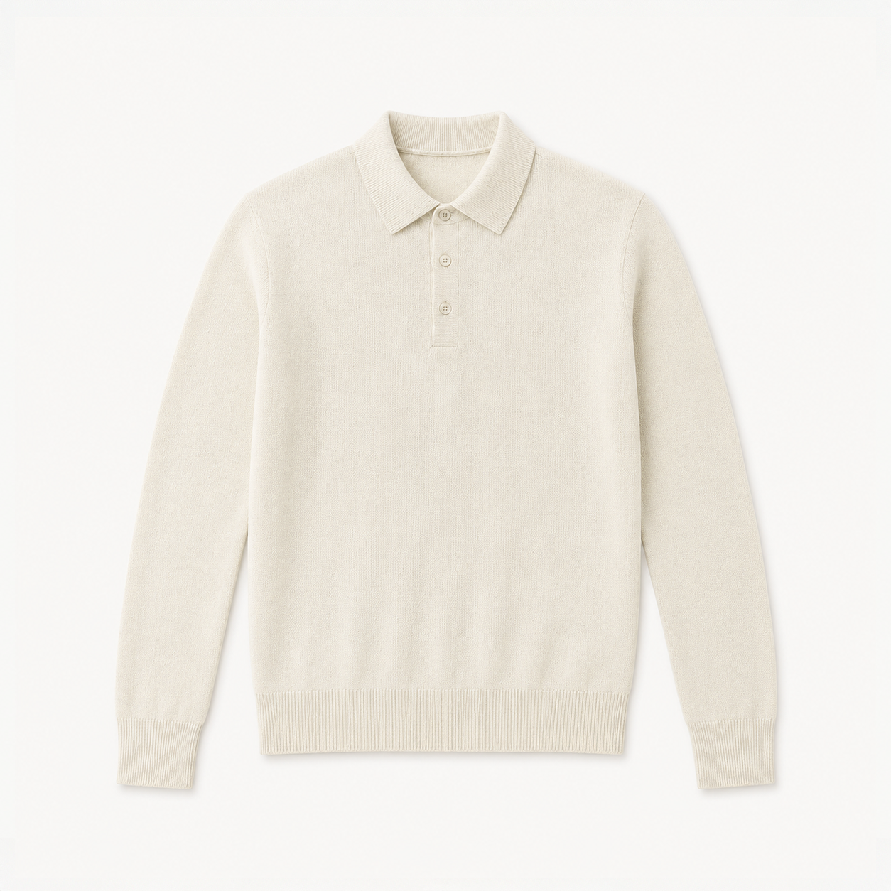 Off White Long Sleeve Polo