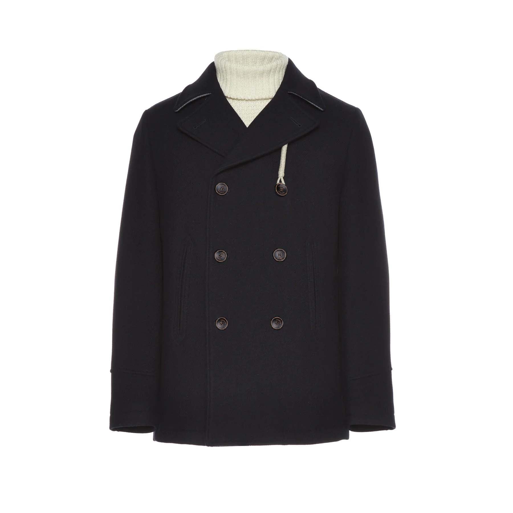 Navy "Rain Wool" Peacoat