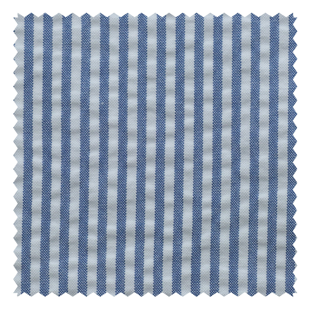Mid Blue/White Stripe "Zefiro" Seersucker