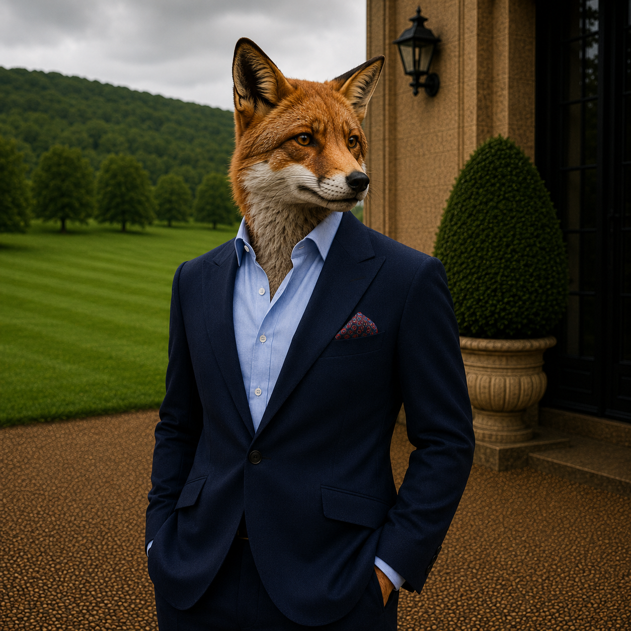 Four Season Dark Navy Peak Lapel Suit